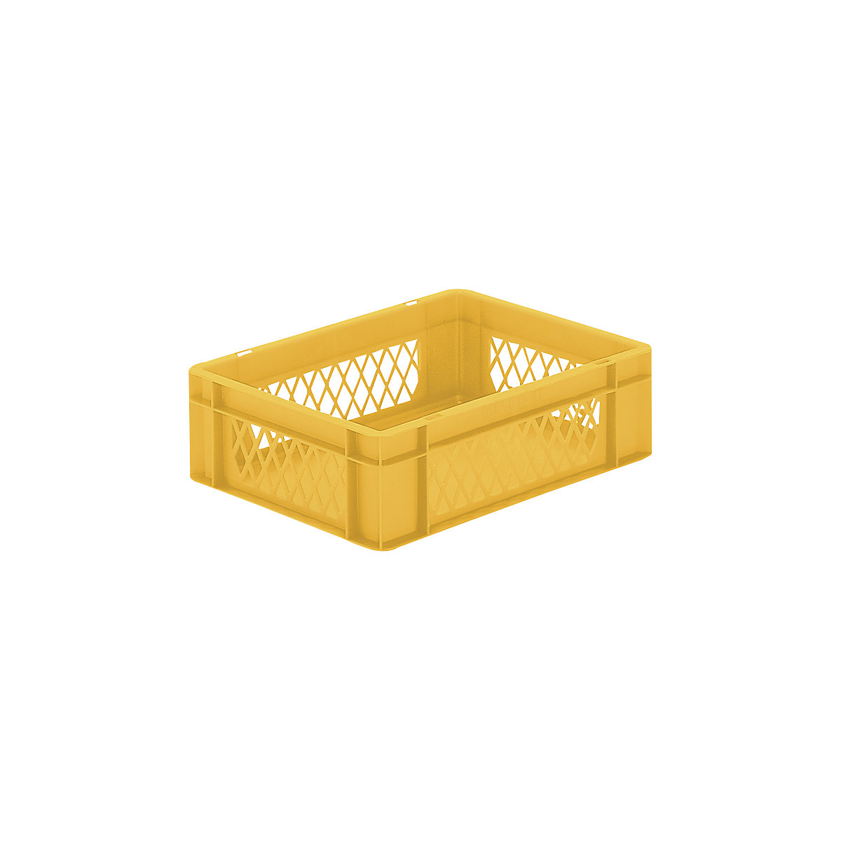 Euro stacking container, perforated walls, closed base, LxWxH 400 x 300 x 120 mm, yellow, pack of 5-5