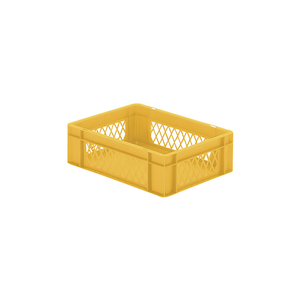 Euro stacking container, perforated walls, closed base, LxWxH 400 x 300 x 120 mm, yellow, pack of 5