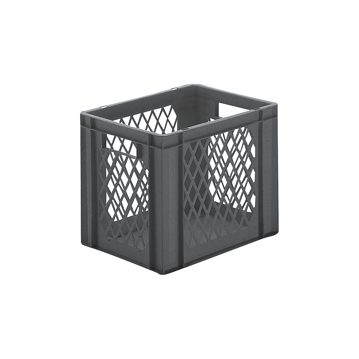 Euro stacking container, perforated walls, closed base, LxWxH 400 x 300 x 320 mm, grey, pack of 5-6