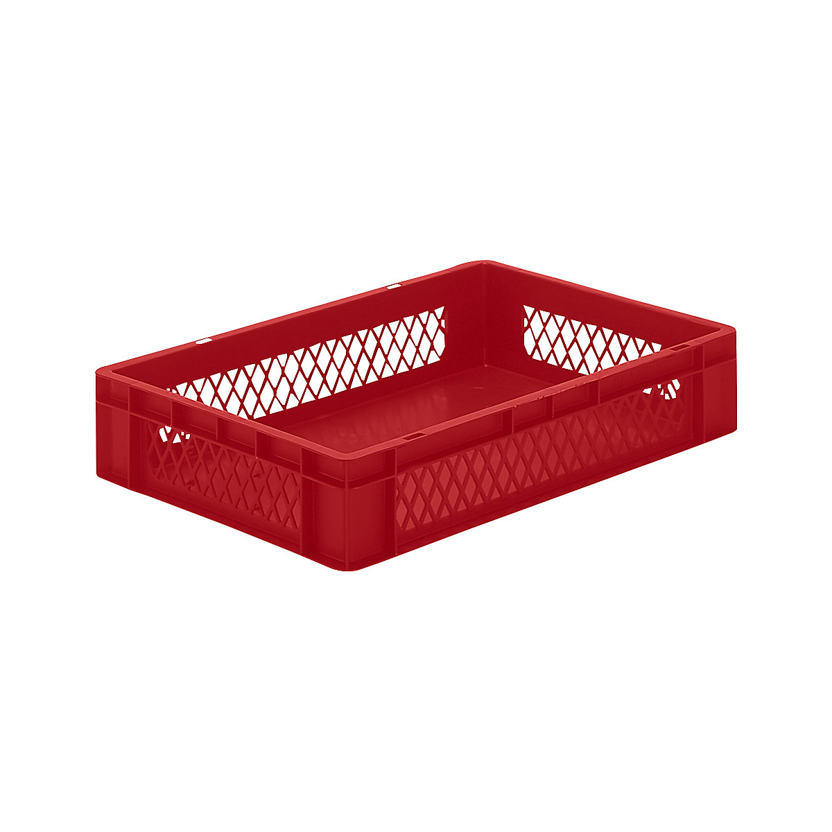 Euro stacking container, perforated walls, closed base, LxWxH 600 x 400 x 120 mm, red, pack of 5-5