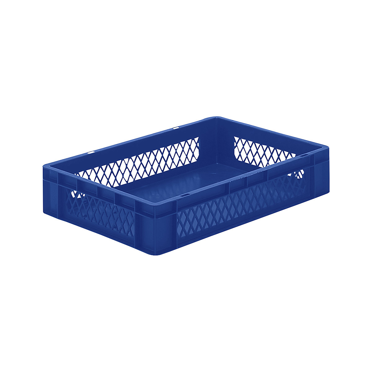Euro stacking container, perforated walls, closed base, LxWxH 600 x 400 x 120 mm, blue, pack of 5-8