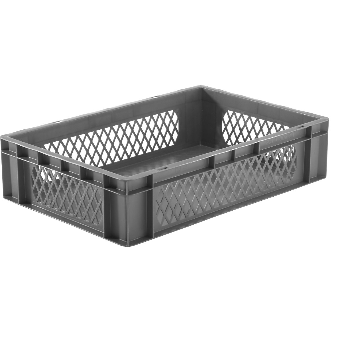 Euro stacking container, perforated walls, closed base, LxWxH 600 x 400 x 145 mm, grey, pack of 5-6