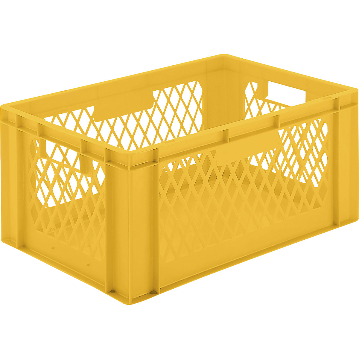 Euro stacking container, perforated walls, closed base, LxWxH 600 x 400 x 270 mm, yellow, pack of 5-7