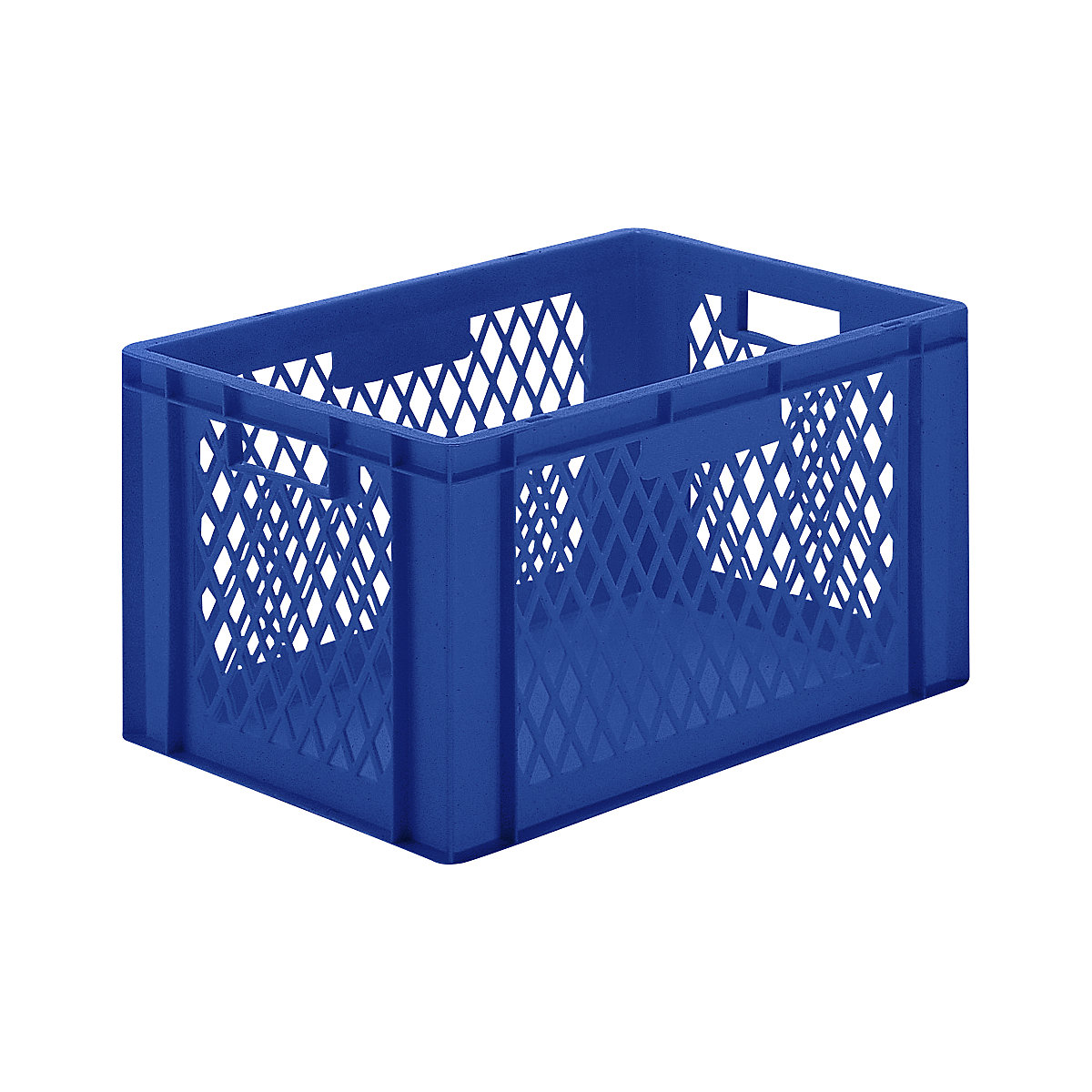 Euro stacking container, perforated walls, closed base, LxWxH 600 x 400 x 320 mm, blue, pack of 5-7