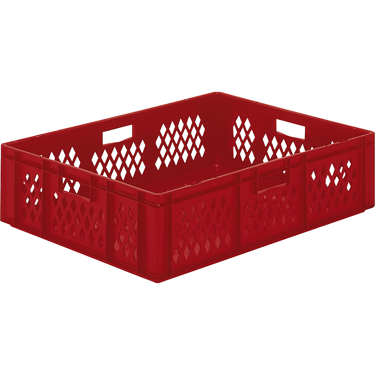 Euro stacking container, perforated walls, closed base, LxWxH 800 x 600 x 210 mm, red, pack of 2-6
