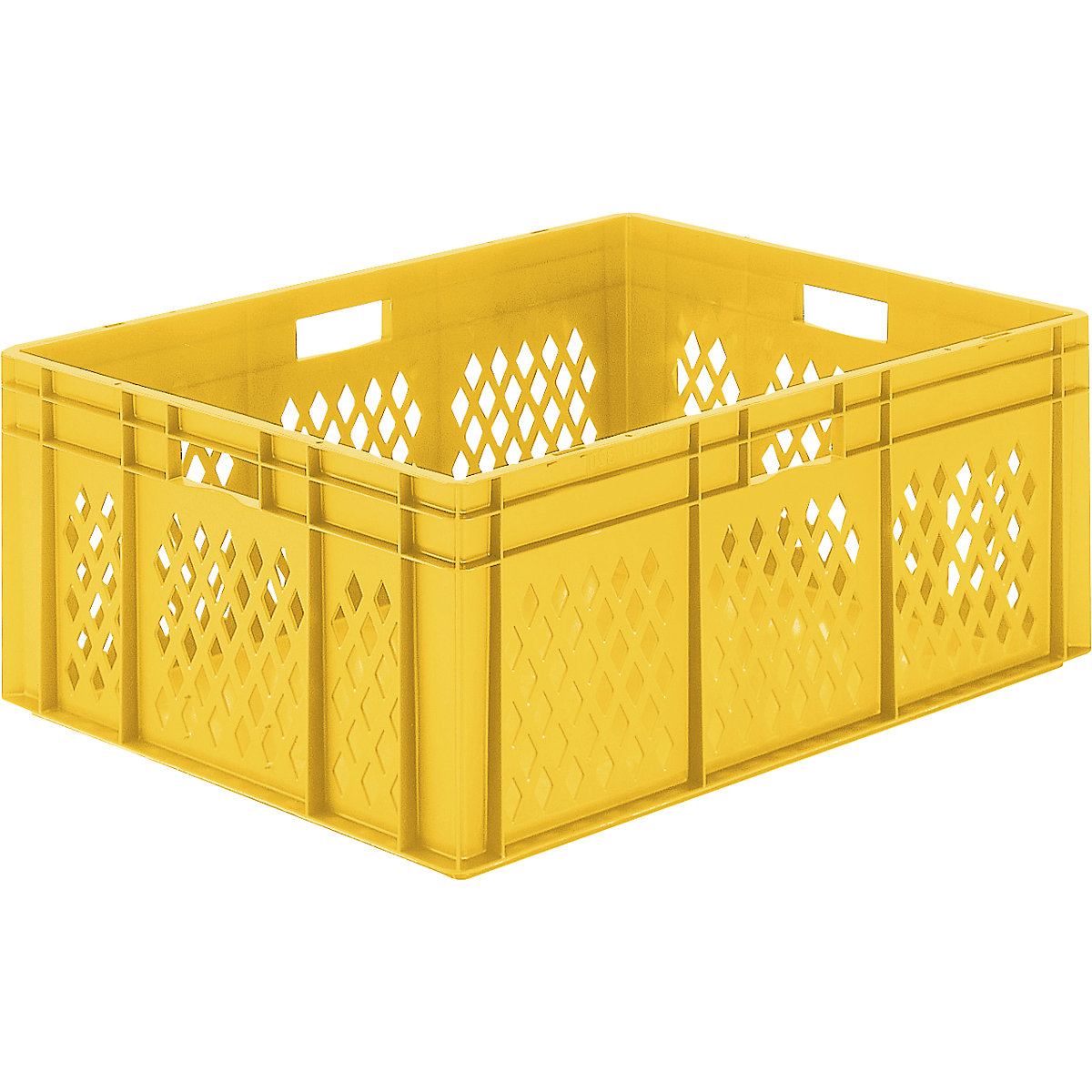 Euro stacking container, perforated walls, closed base, LxWxH 800 x 600 x 320 mm, yellow, pack of 2-5