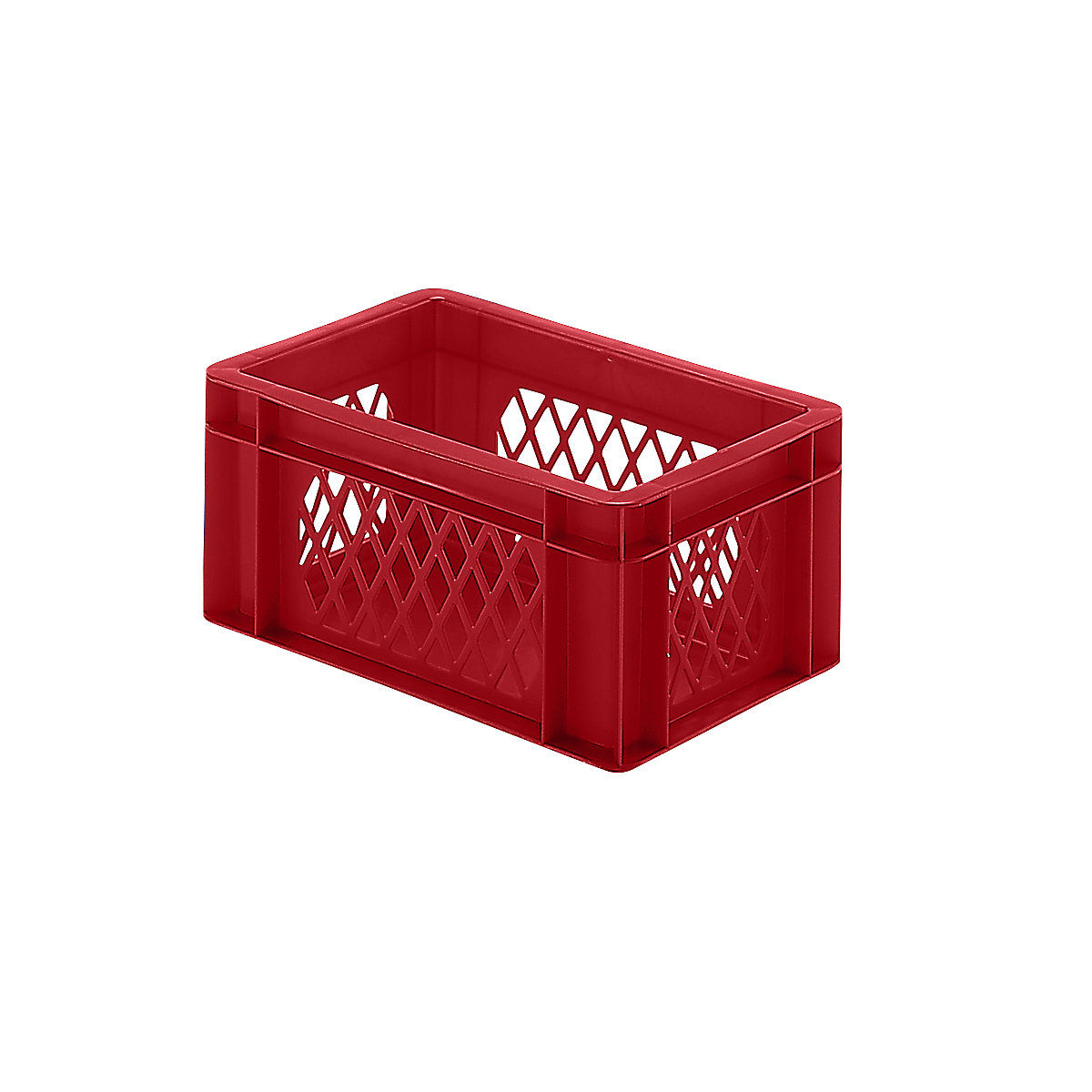 Euro stacking container, perforated walls, closed base, LxWxH 300 x 200 x 145 mm, red, pack of 5