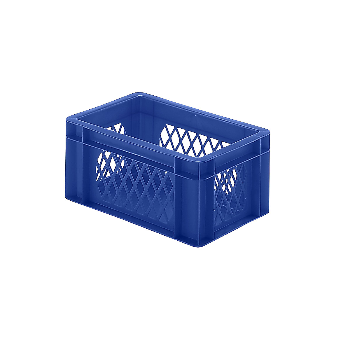 Euro stacking container, perforated walls, closed base, LxWxH 300 x 200 x 145 mm, blue, pack of 5