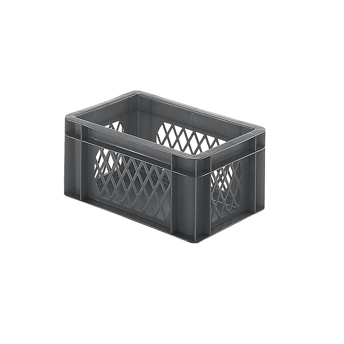 Euro stacking container, perforated walls, closed base, LxWxH 300 x 200 x 145 mm, grey, pack of 5