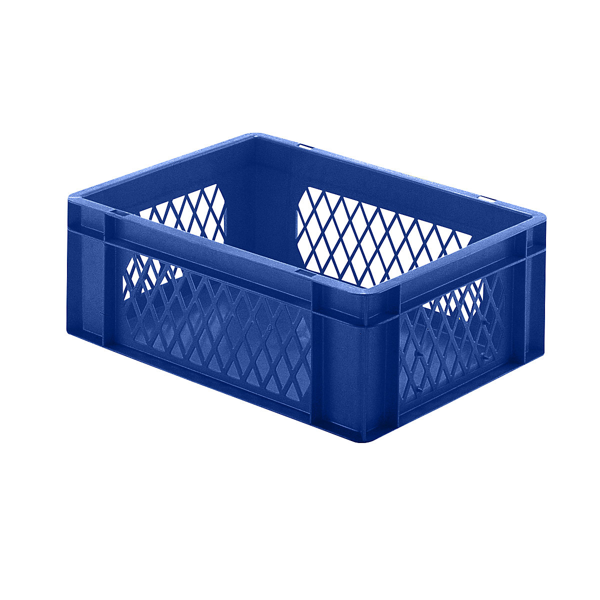 Euro stacking container, perforated walls, closed base, LxWxH 400 x 300 x 145 mm, blue, pack of 5