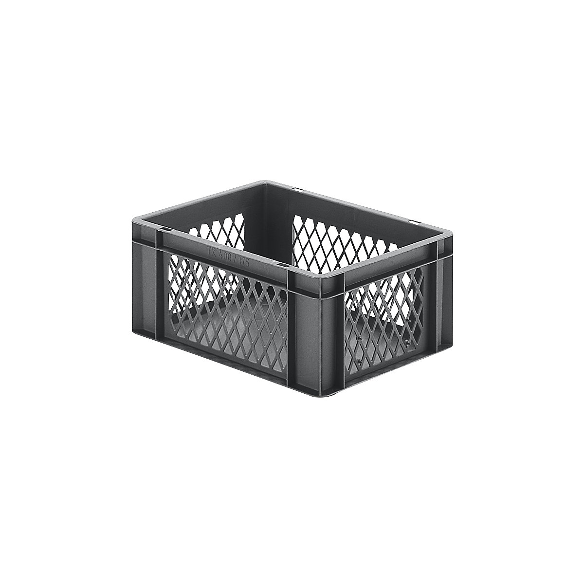 Euro stacking container, perforated walls, closed base, LxWxH 400 x 300 x 175 mm, grey, pack of 5