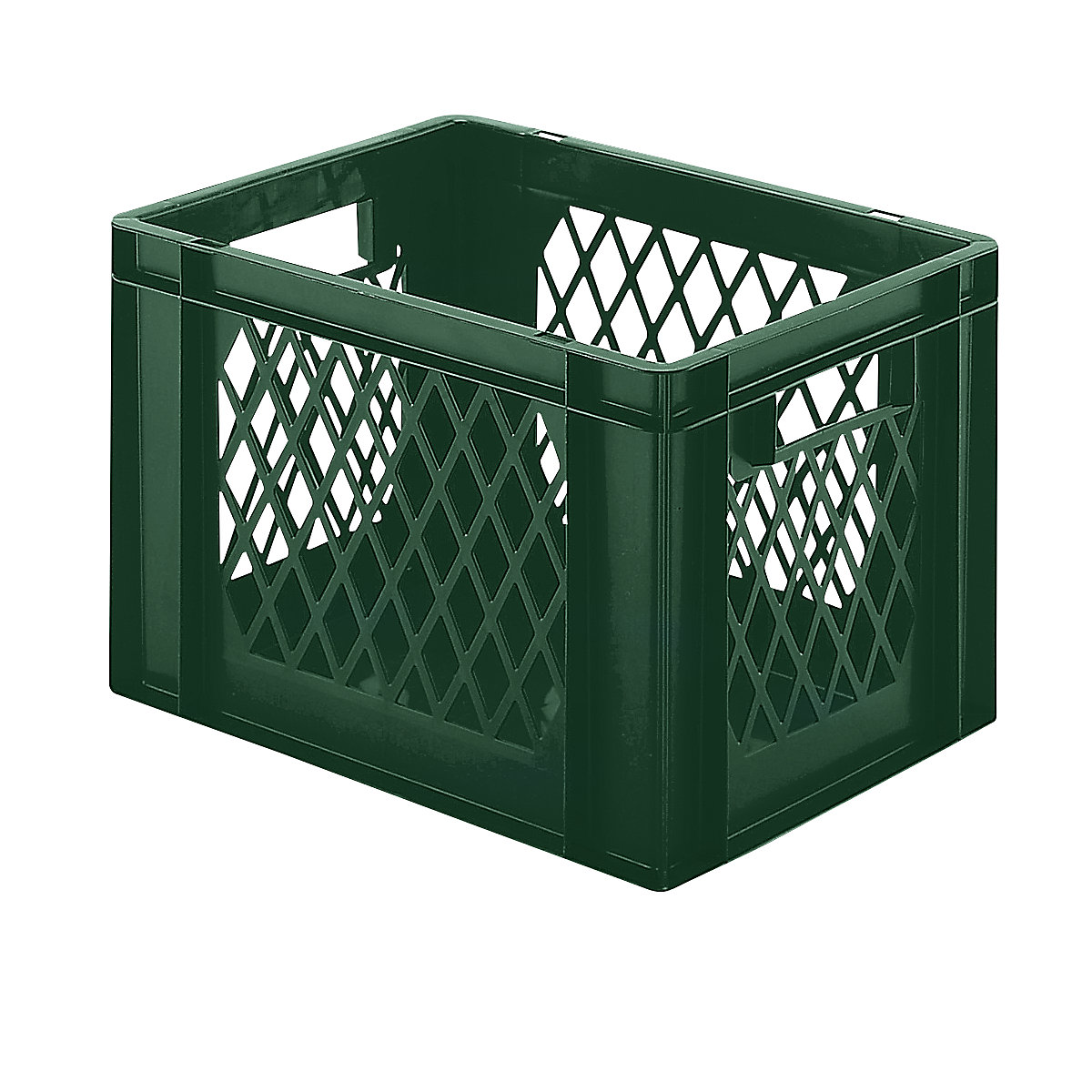 Euro stacking container, perforated walls, closed base, LxWxH 400 x 300 x 266 mm, green, pack of 5