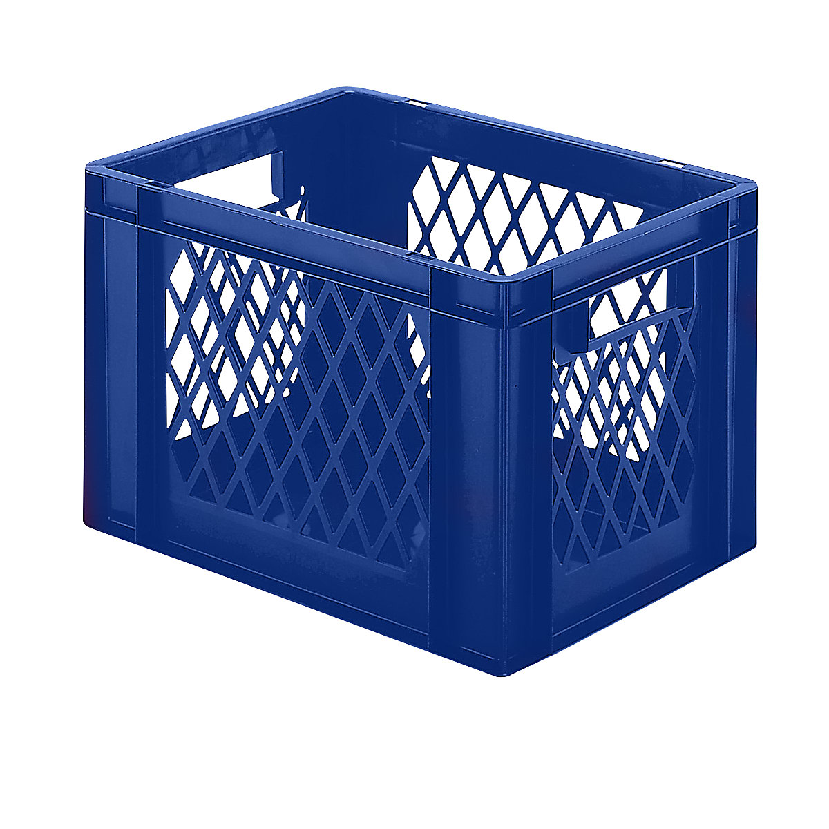 Euro stacking container, perforated walls, closed base, LxWxH 400 x 300 x 266 mm, blue, pack of 5