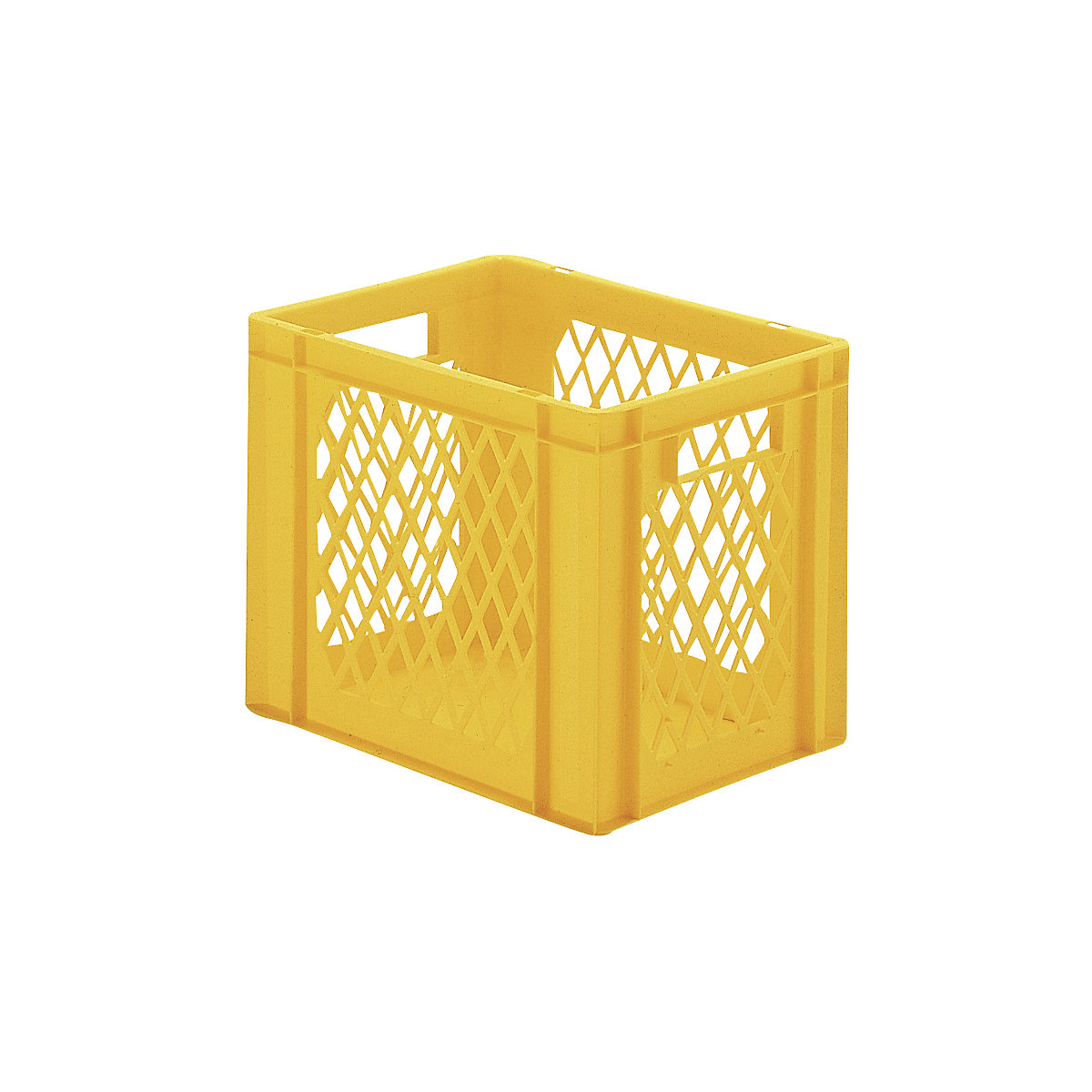 Euro stacking container, perforated walls, closed base, LxWxH 400 x 300 x 320 mm, yellow, pack of 5