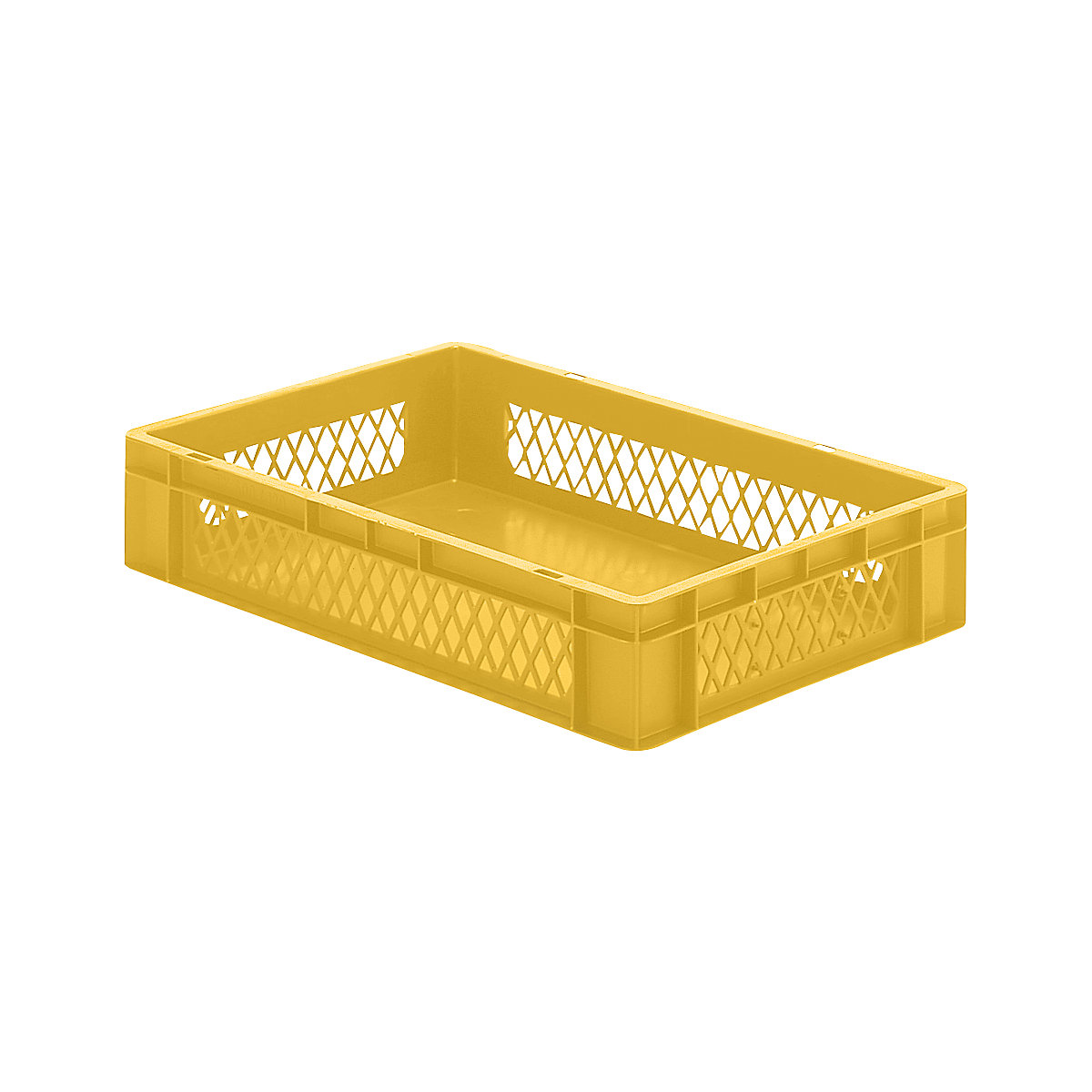 Euro stacking container, perforated walls, closed base, LxWxH 600 x 400 x 120 mm, yellow, pack of 5