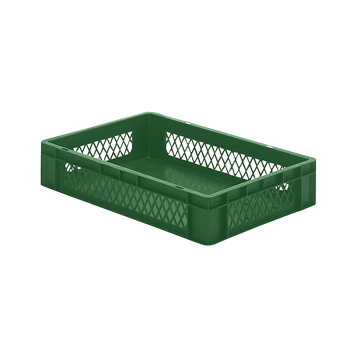 Euro stacking container, perforated walls, closed base, LxWxH 600 x 400 x 120 mm, green, pack of 5