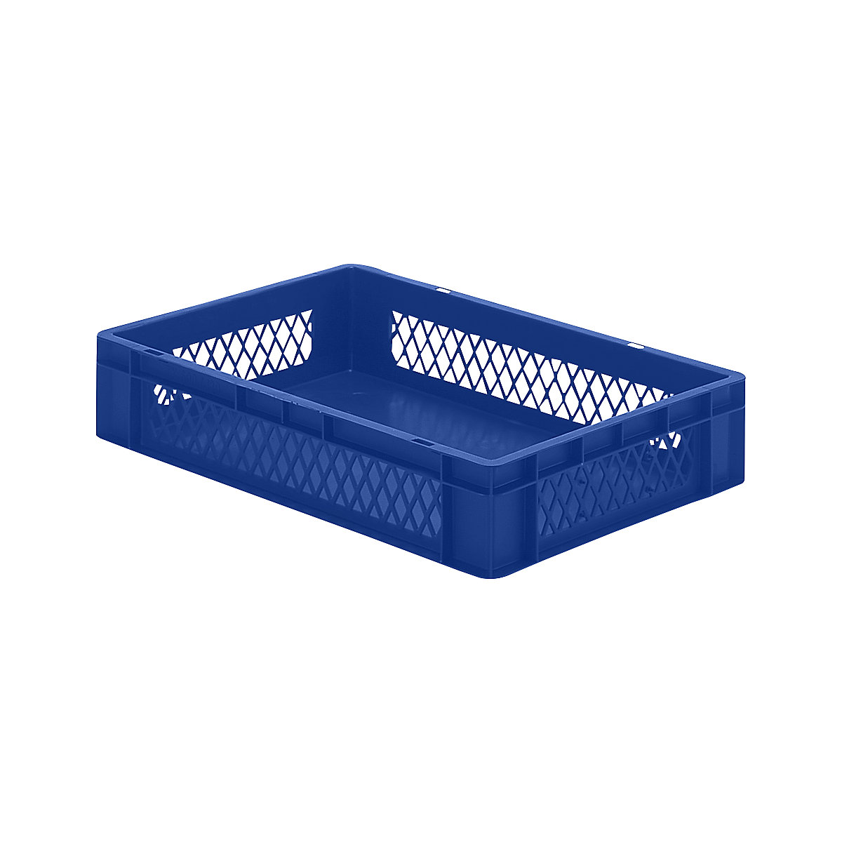 Euro stacking container, perforated walls, closed base, LxWxH 600 x 400 x 120 mm, blue, pack of 5