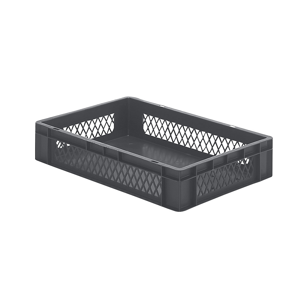 Euro stacking container, perforated walls, closed base, LxWxH 600 x 400 x 120 mm, grey, pack of 5