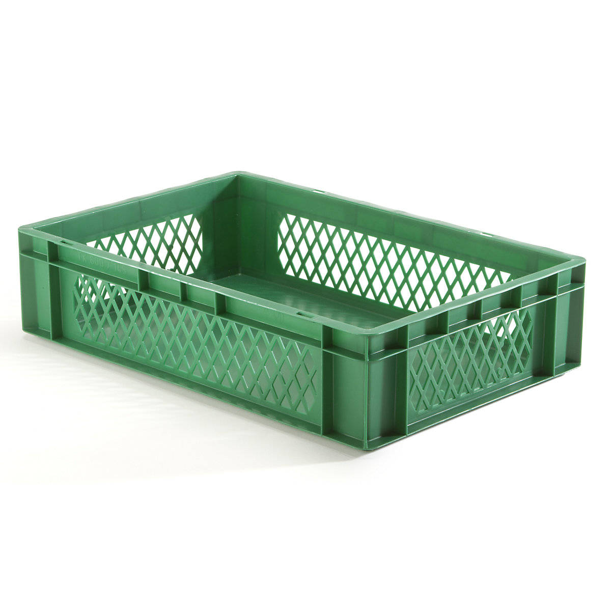 Euro stacking container, perforated walls, closed base, LxWxH 600 x 400 x 145 mm, green, pack of 5