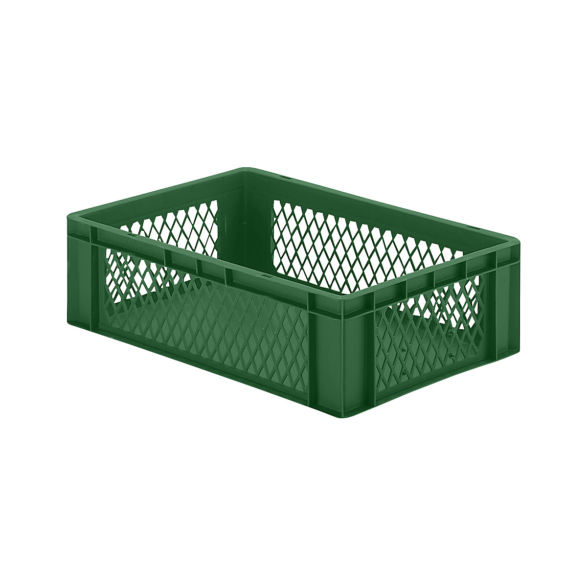 Euro stacking container, perforated walls, closed base, LxWxH 600 x 400 x 175 mm, green, pack of 5