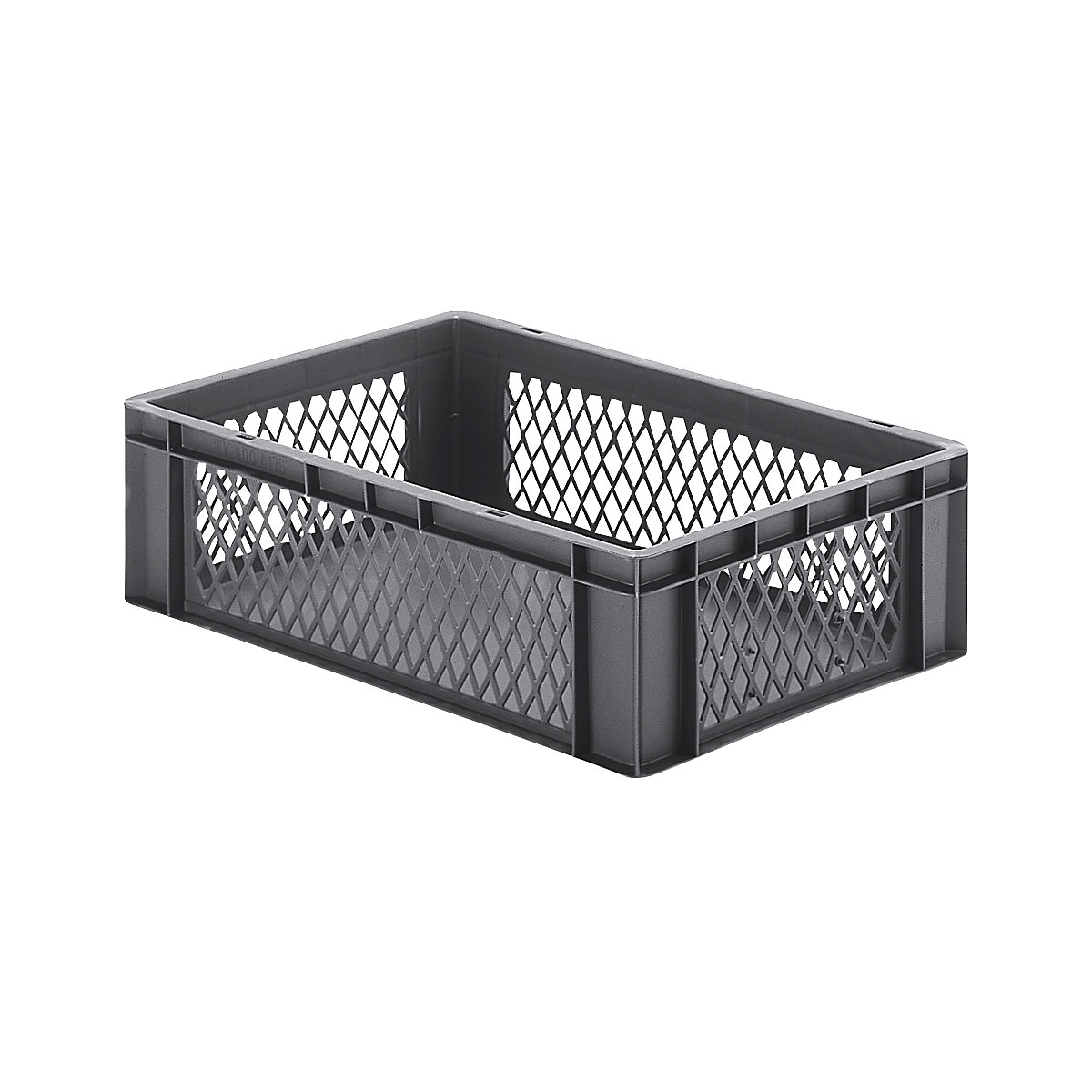 Euro stacking container, perforated walls, closed base, LxWxH 600 x 400 x 175 mm, grey, pack of 5