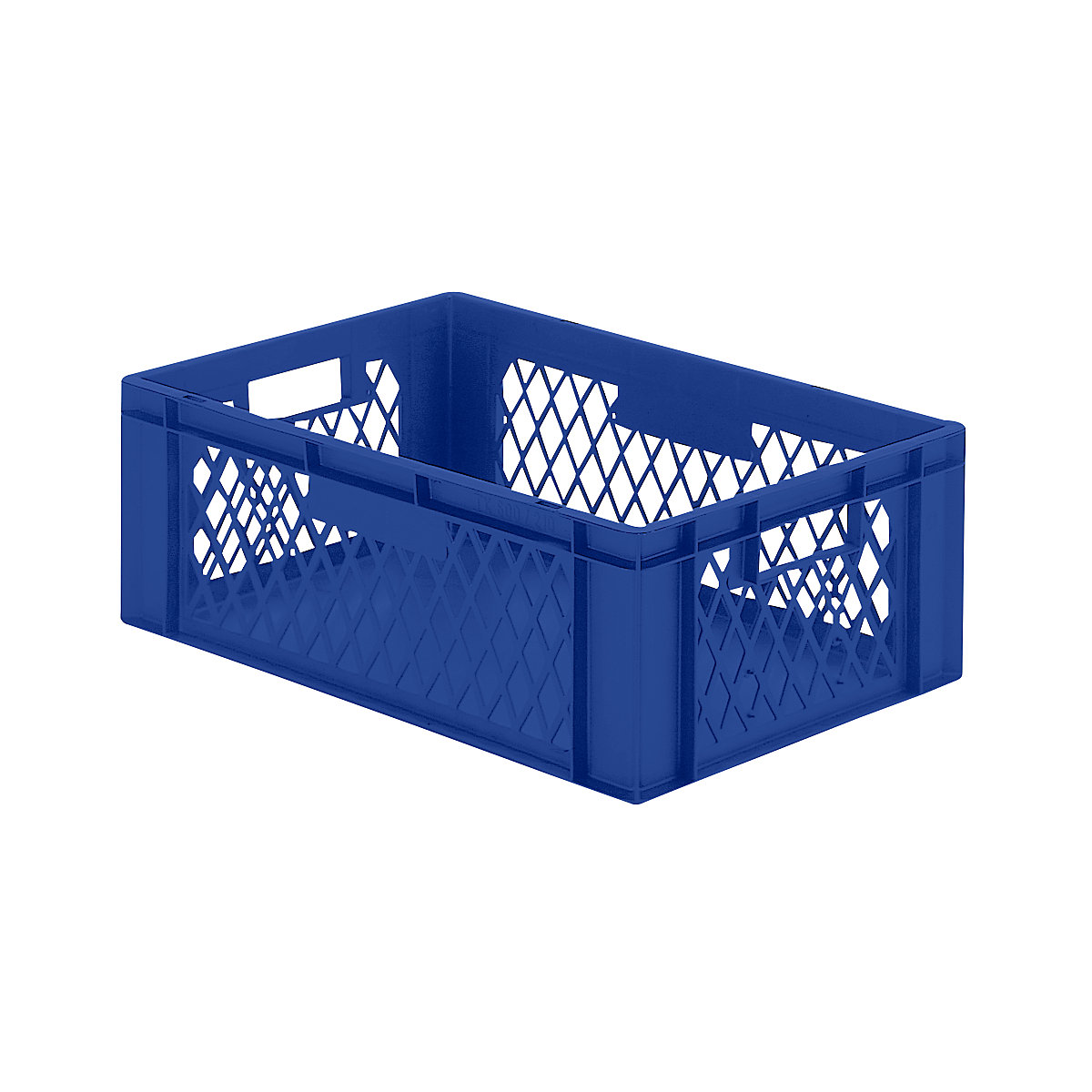 Euro stacking container, perforated walls, closed base, LxWxH 600 x 400 x 210 mm, blue, pack of 5