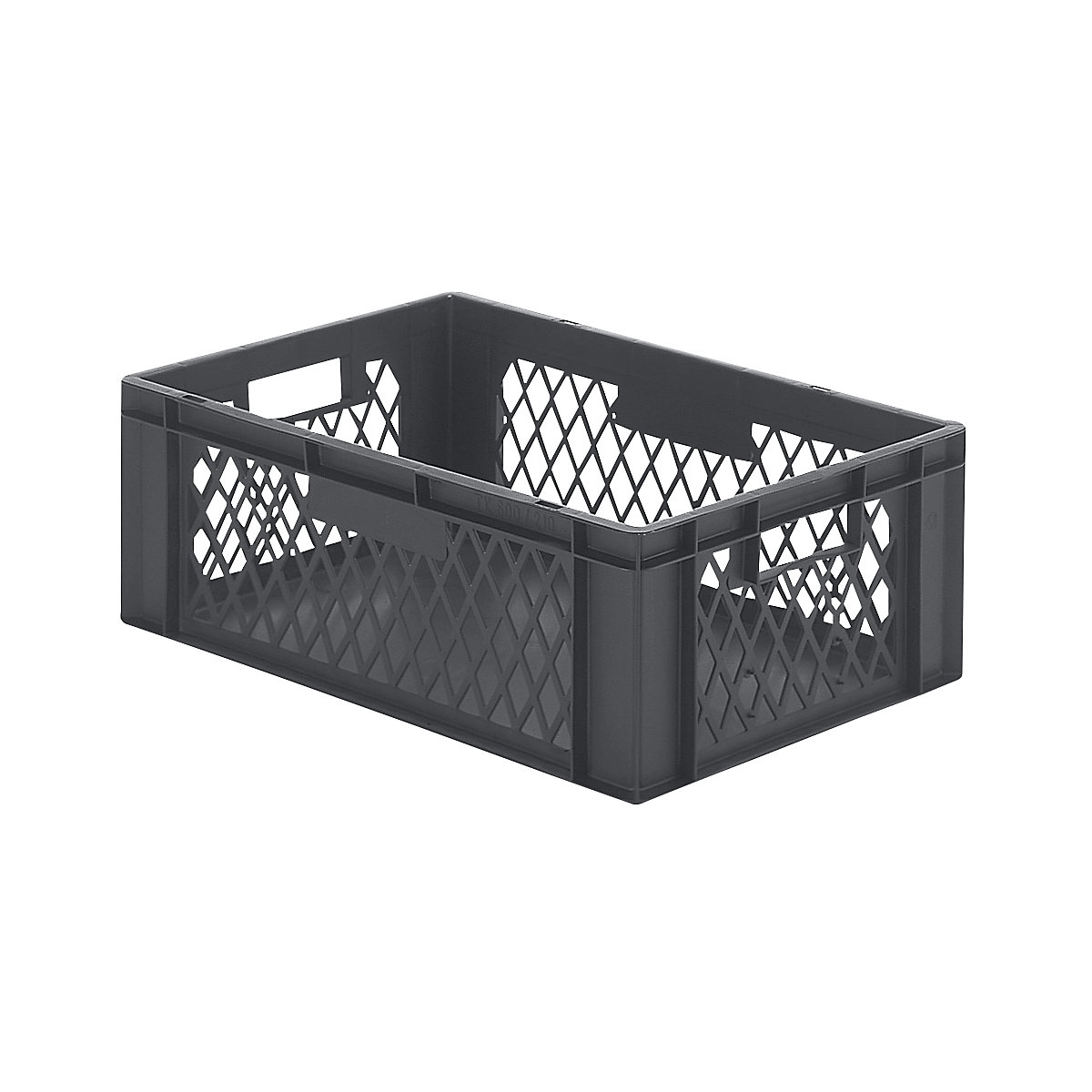 Euro stacking container, perforated walls, closed base, LxWxH 600 x 400 x 210 mm, grey, pack of 5