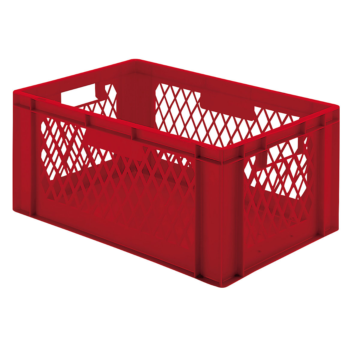 Euro stacking container, perforated walls, closed base, LxWxH 600 x 400 x 270 mm, red, pack of 5