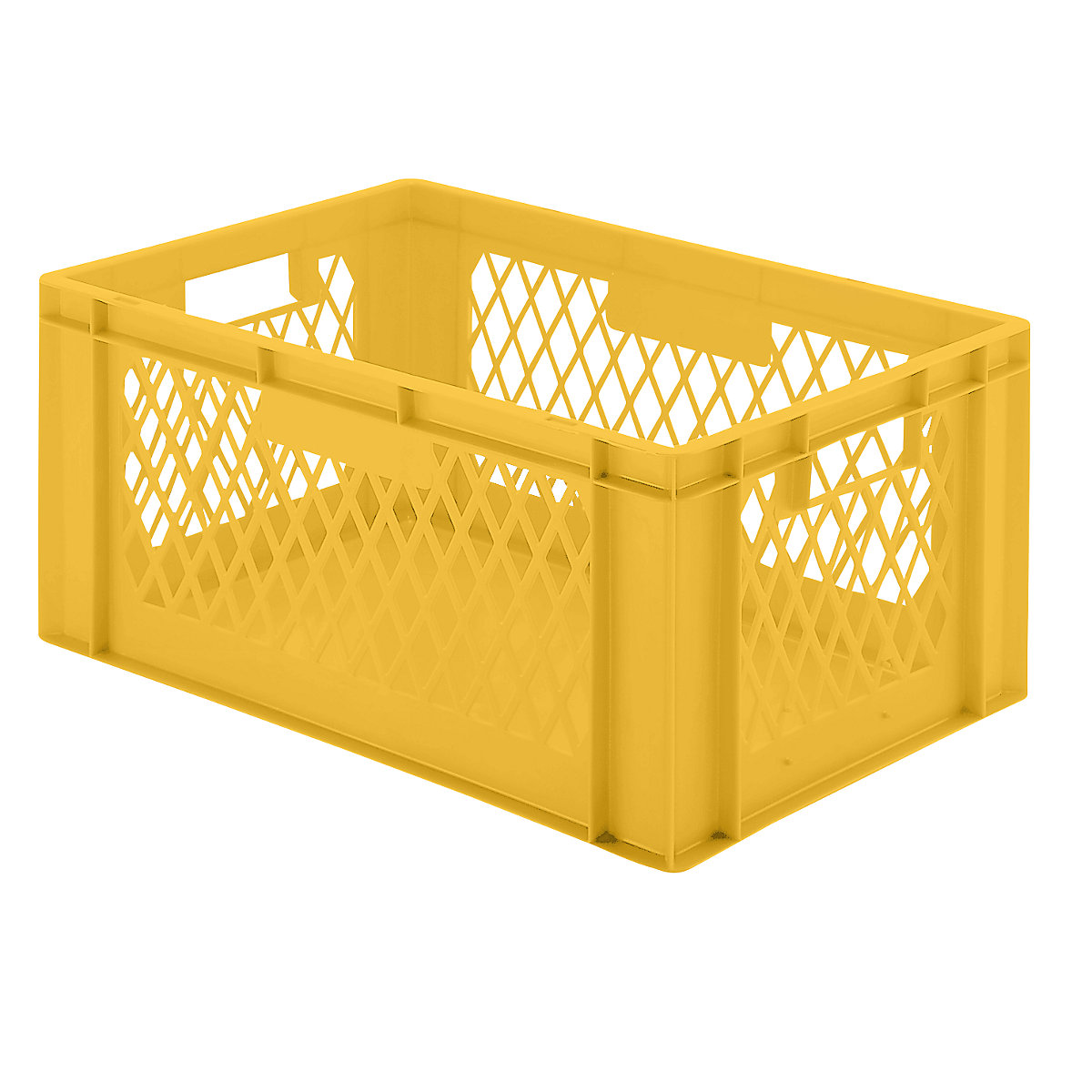 Euro stacking container, perforated walls, closed base, LxWxH 600 x 400 x 270 mm, yellow, pack of 5