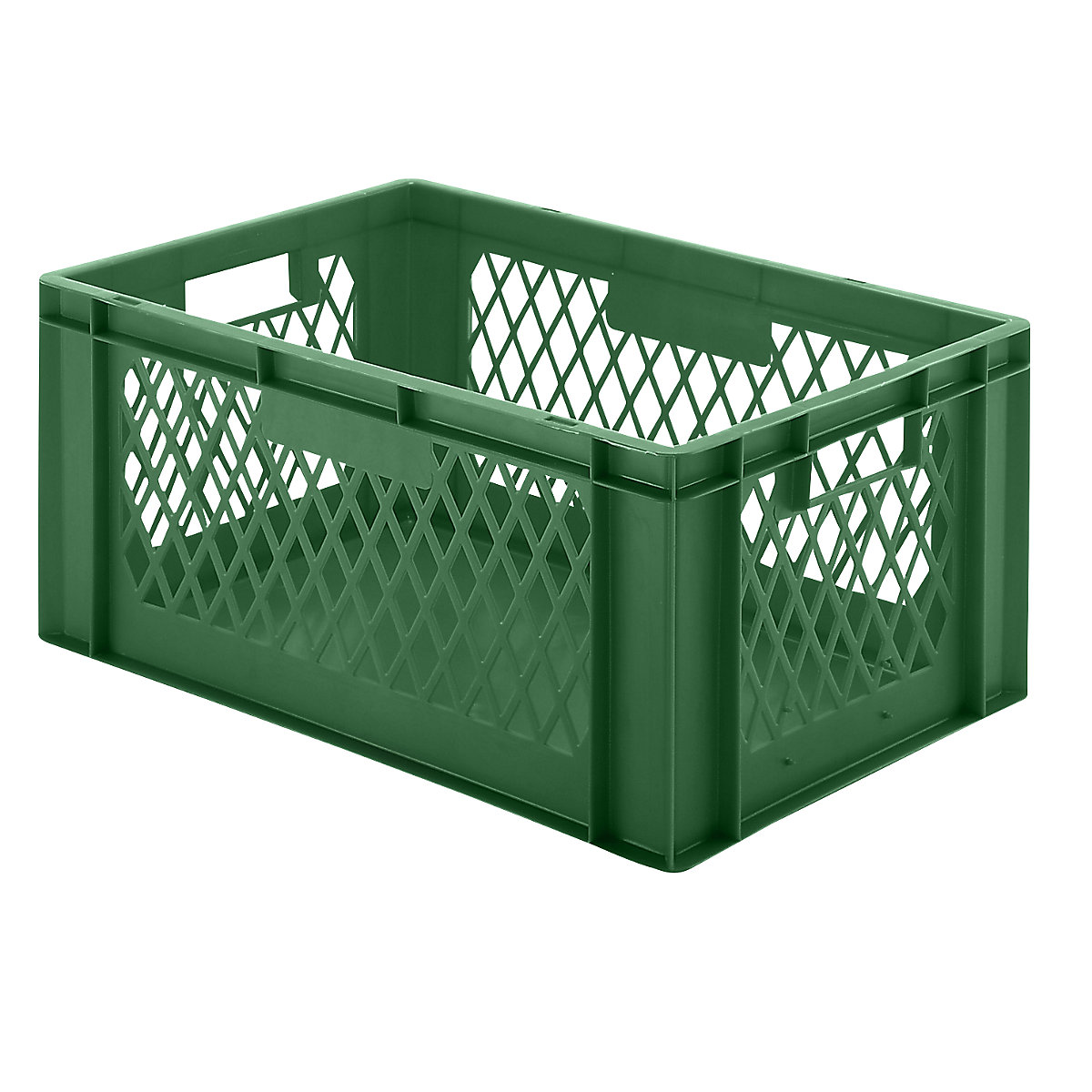 Euro stacking container, perforated walls, closed base, LxWxH 600 x 400 x 270 mm, green, pack of 5