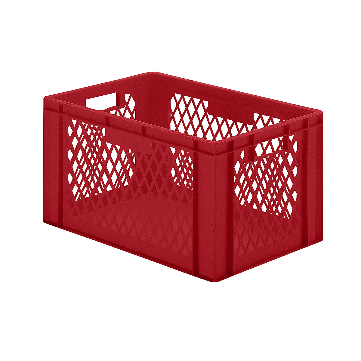 Euro stacking container, perforated walls, closed base, LxWxH 600 x 400 x 320 mm, red, pack of 5