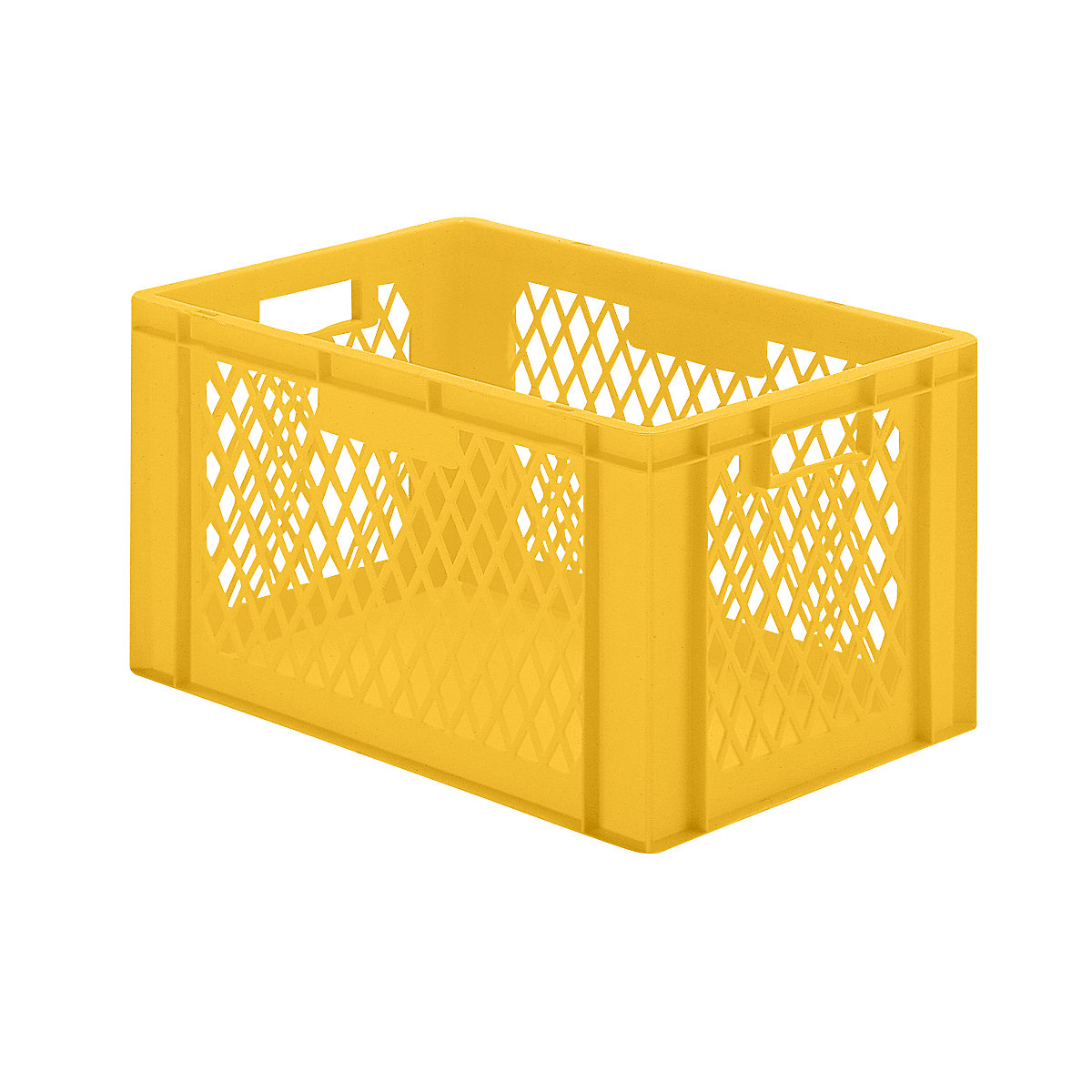 Euro stacking container, perforated walls, closed base, LxWxH 600 x 400 x 320 mm, yellow, pack of 5