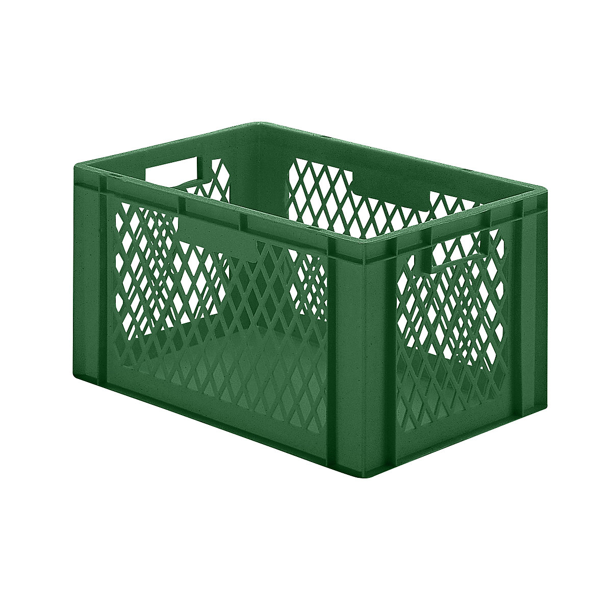 Euro stacking container, perforated walls, closed base, LxWxH 600 x 400 x 320 mm, green, pack of 5