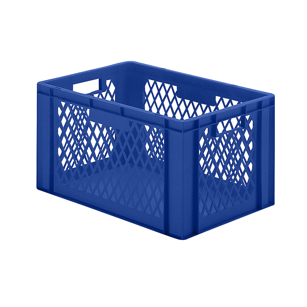 Euro stacking container, perforated walls, closed base, LxWxH 600 x 400 x 320 mm, blue, pack of 5