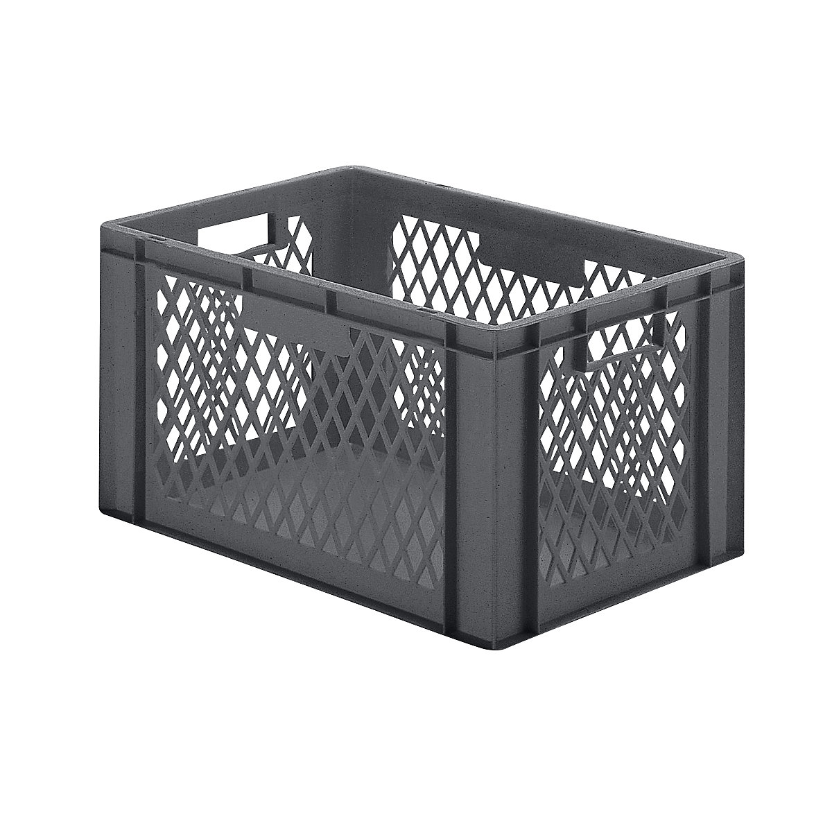 Euro stacking container, perforated walls, closed base, LxWxH 600 x 400 x 320 mm, grey, pack of 5
