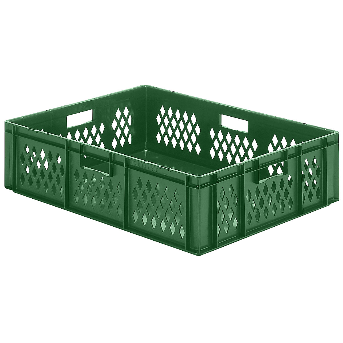 Euro stacking container, perforated walls, closed base, LxWxH 800 x 600 x 210 mm, green, pack of 2