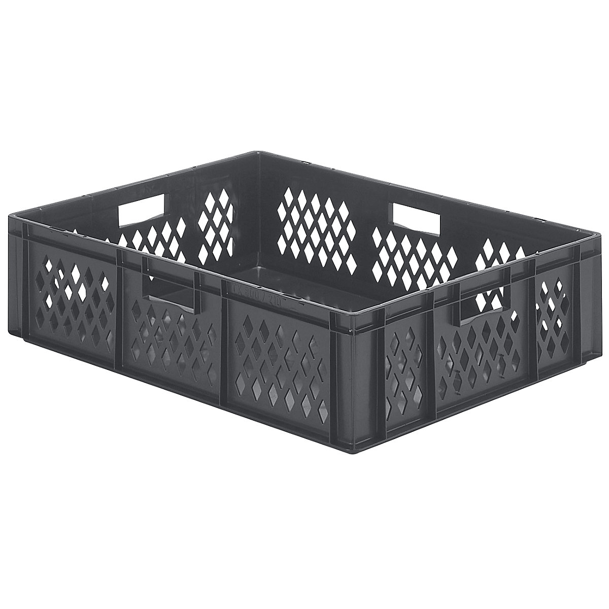 Euro stacking container, perforated walls, closed base, LxWxH 800 x 600 x 210 mm, grey, pack of 2