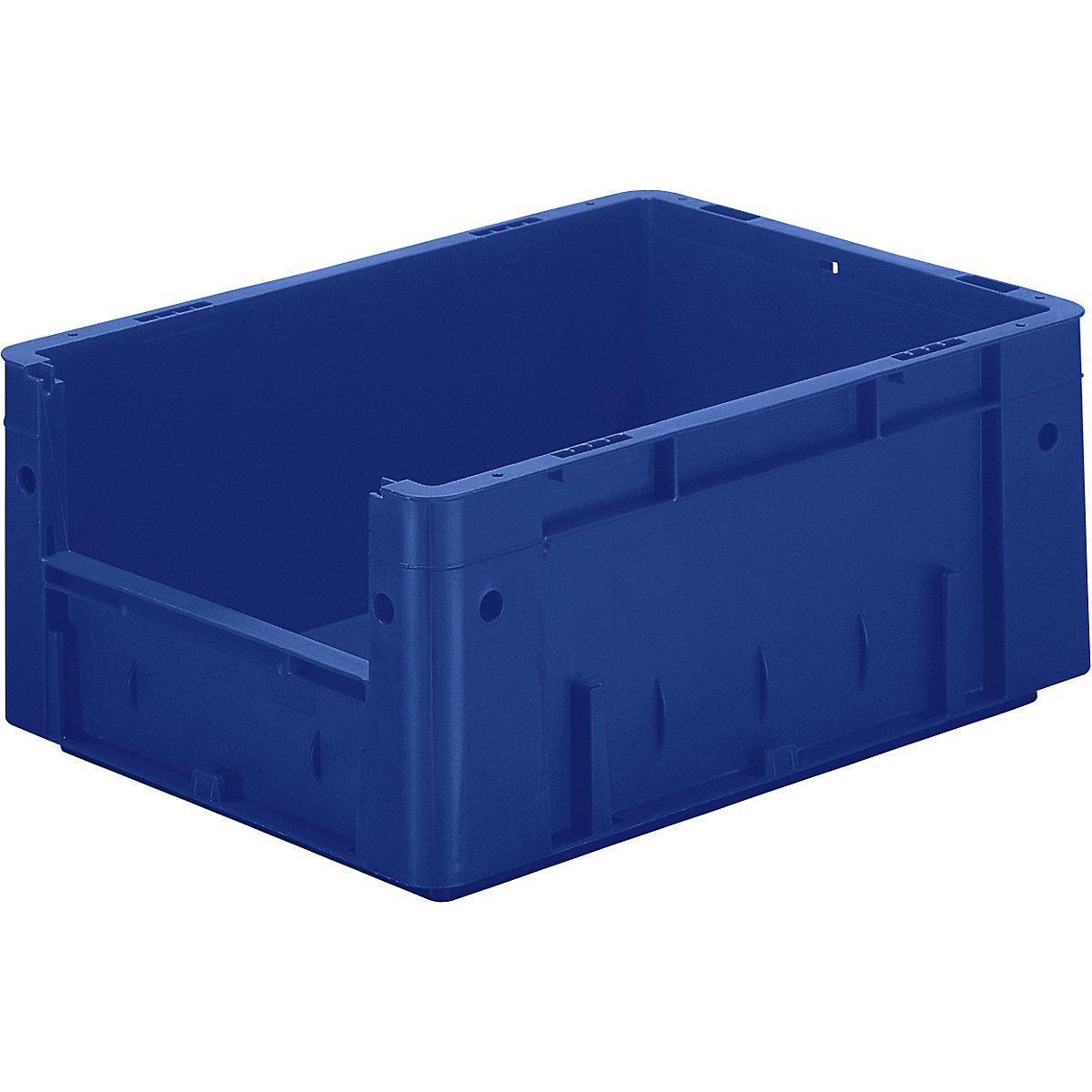 Euro stacking container with handle recess