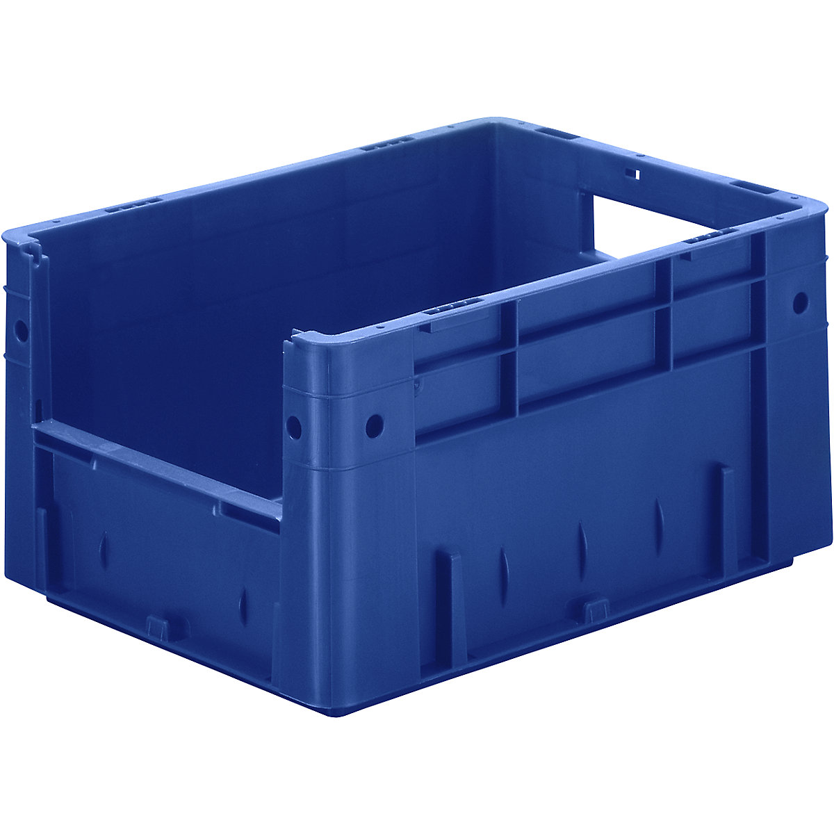 Euro stacking container with handle recess