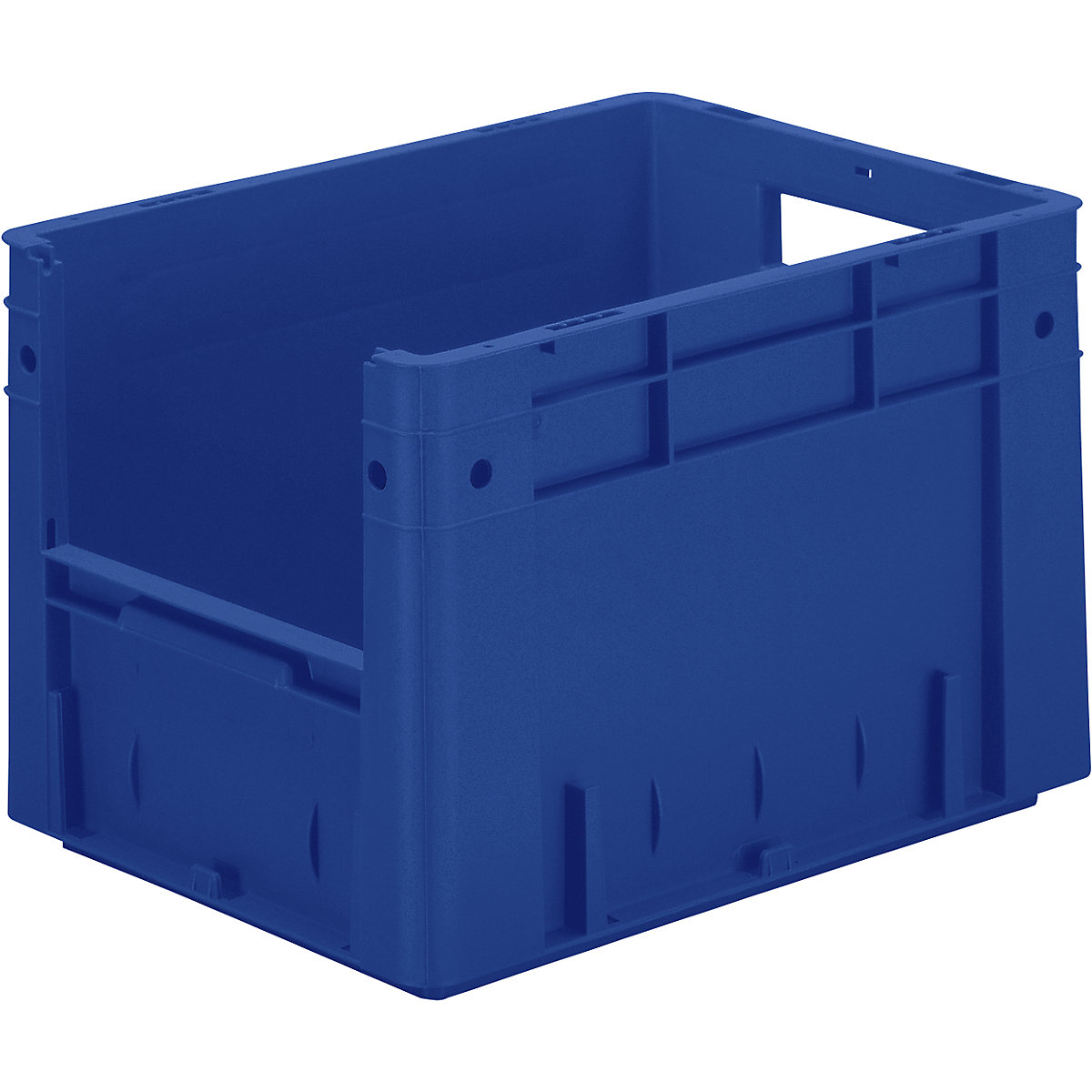 Euro stacking container with handle recess