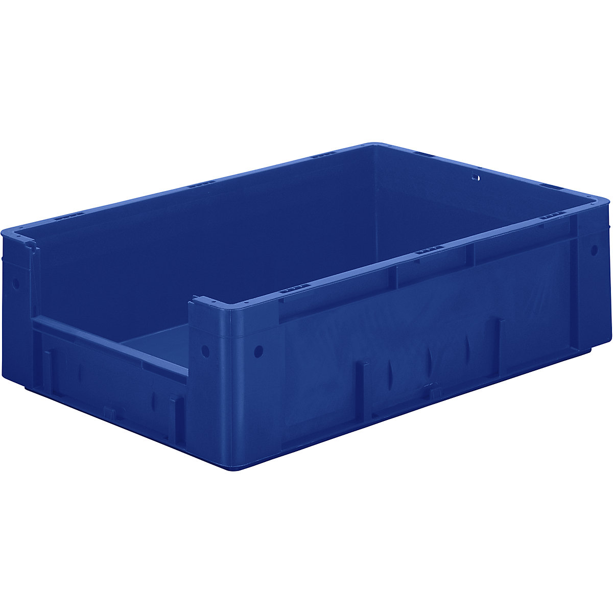 Euro stacking container with handle recess