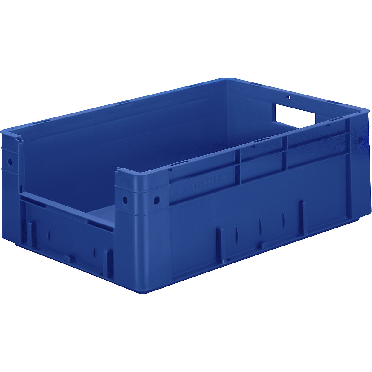 Euro stacking container with handle recess