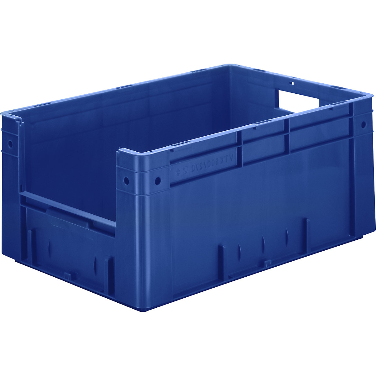 Euro stacking container with handle recess