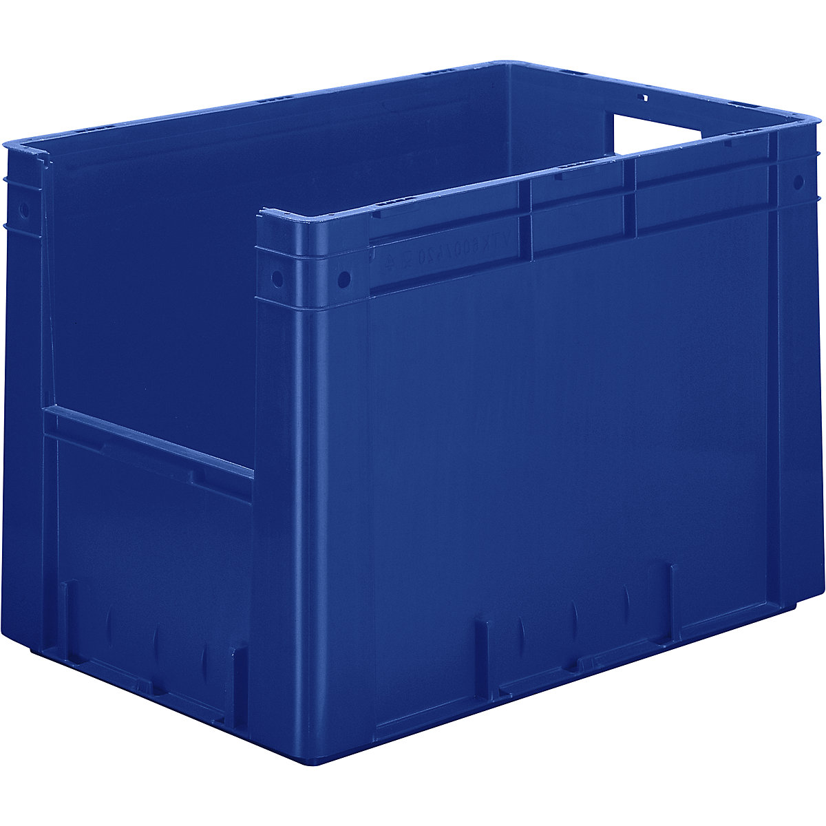 Euro stacking container with handle recess