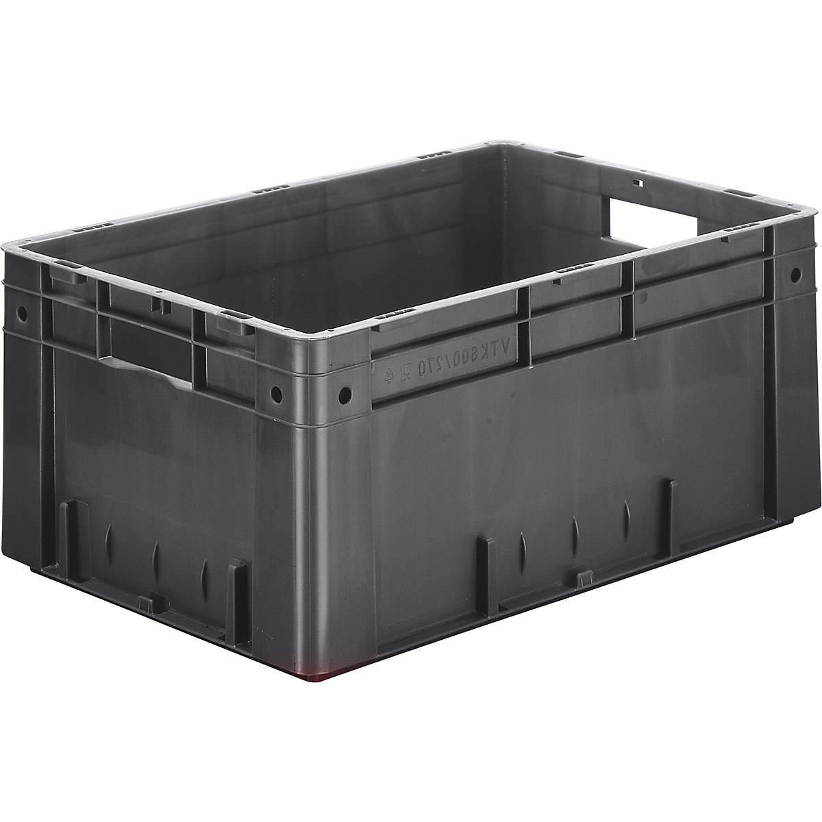 Heavy duty Euro container, polypropylene, capacity 50 l, LxWxH 600 x 400 x 270 mm, solid walls, solid base, grey, pack of 2-5