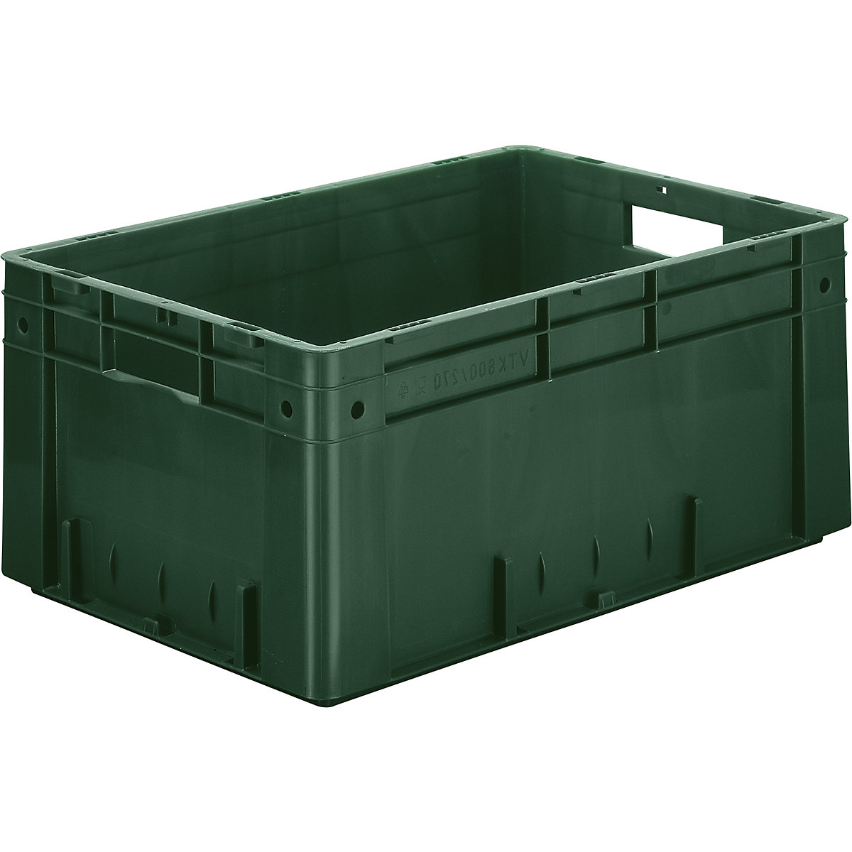 Heavy duty Euro container, polypropylene, capacity 50 l, LxWxH 600 x 400 x 270 mm, solid walls, solid base, green, pack of 2-3