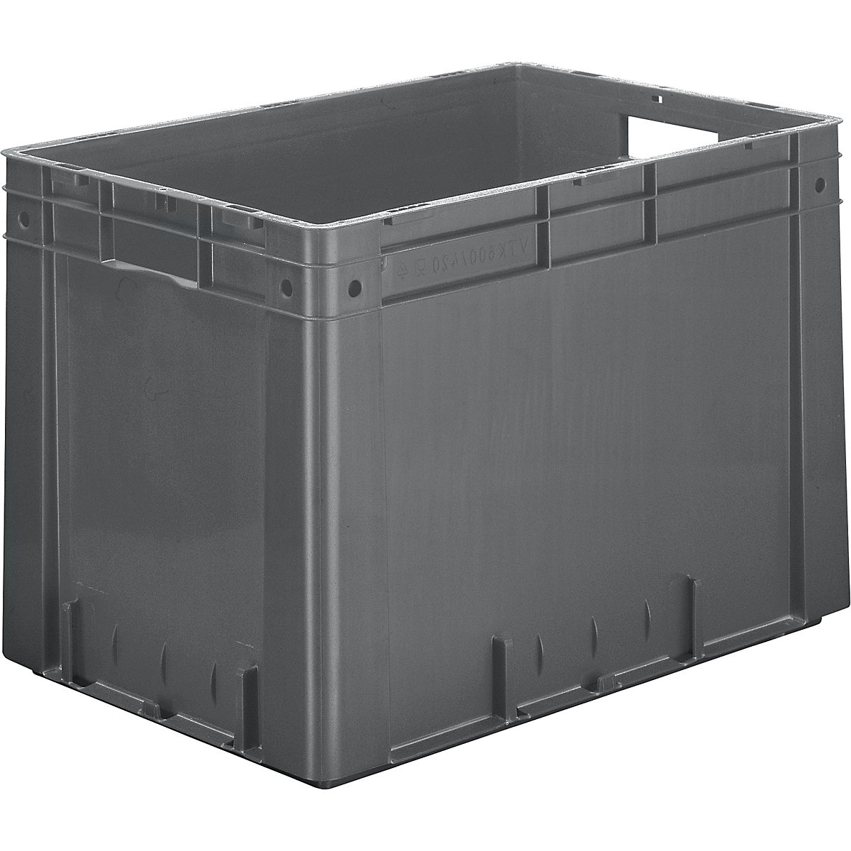 Heavy duty Euro container, polypropylene, capacity 80 l, LxWxH 600 x 400 x 420 mm, solid walls, solid base, grey, pack of 2