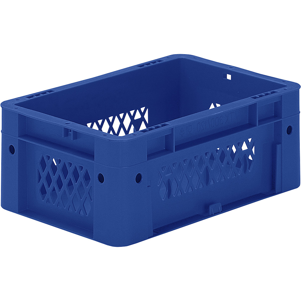 Heavy duty Euro container, polypropylene, capacity 4.1 l, LxWxH 300 x 200 x 120 mm, perforated walls, solid base, blue, pack of 8-4