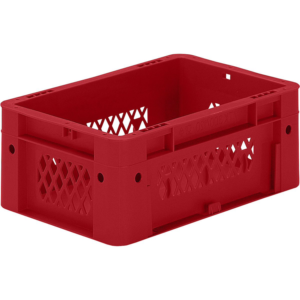 Heavy duty Euro container, polypropylene, capacity 4.1 l, LxWxH 300 x 200 x 120 mm, perforated walls, solid base, red, pack of 8-3