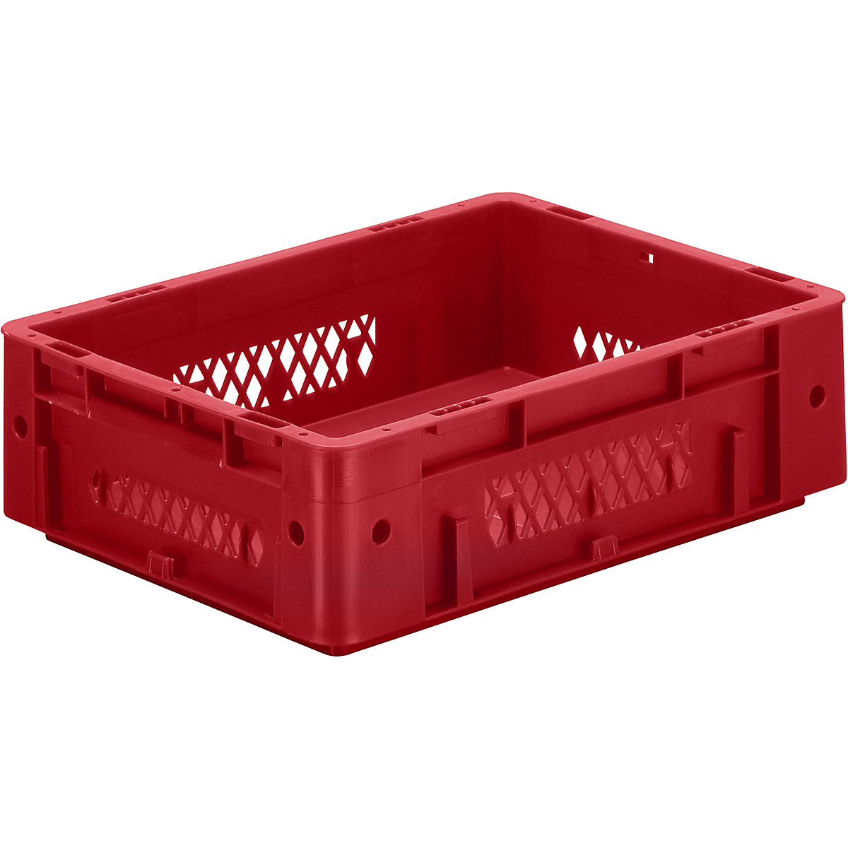 Heavy duty Euro container, polypropylene, capacity 9.2 l, LxWxH 400 x 300 x 120 mm, perforated walls, solid base, red, pack of 4-3